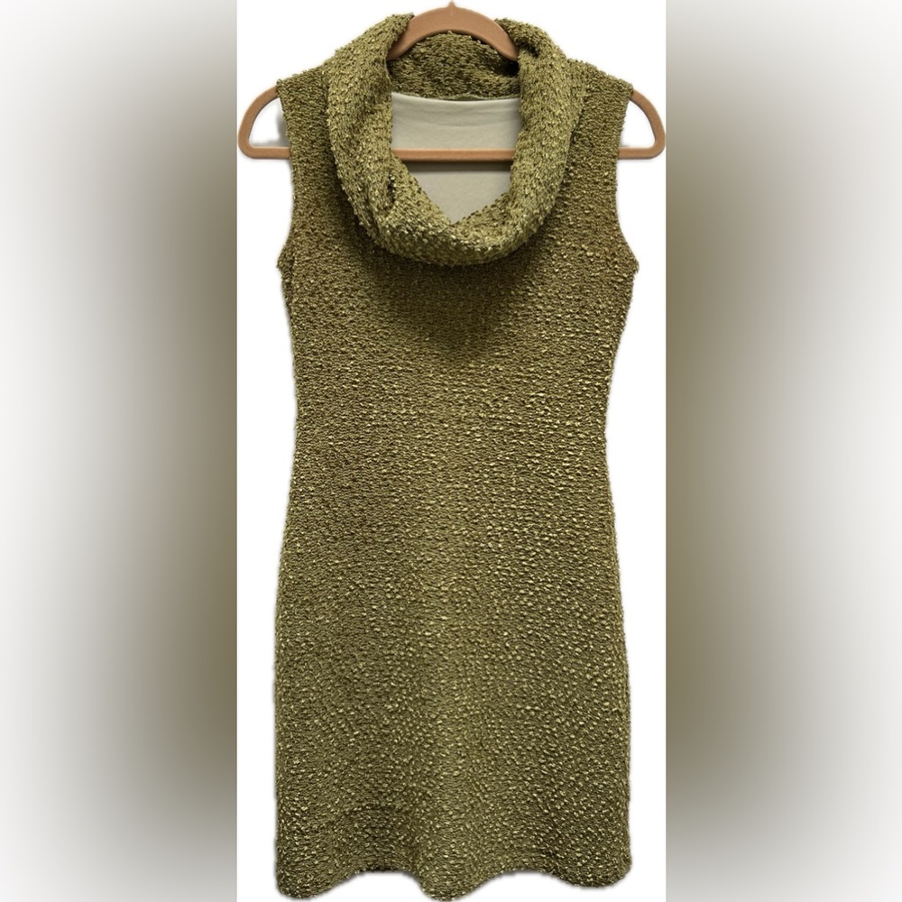 Golden Olive Knit Sleeveless Dress